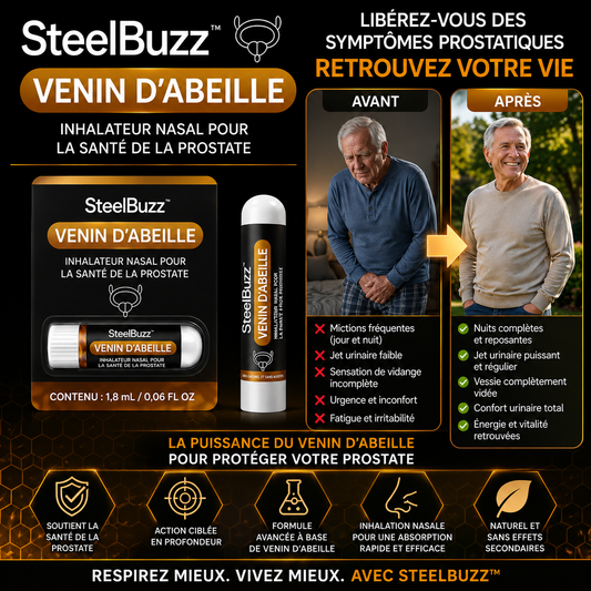 SteelBuzz™ Inhalateur au Venin d’Abeille | Obtenez une érection dure comme l’acier en quelques minutes !