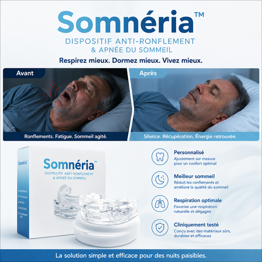 Somnéria™ Dispositif Anti-Ronflement & Apnée du Sommeil | Respirez librement et dormez profondément dès la première nuit !