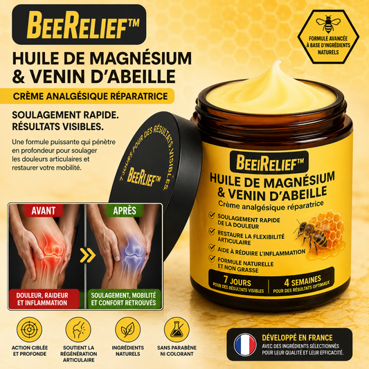 BeeRelief™ Crème Anti-douleur au Magnésium et au Venin d'Abeille | Supprime vos douleurs articulaires en un instant !