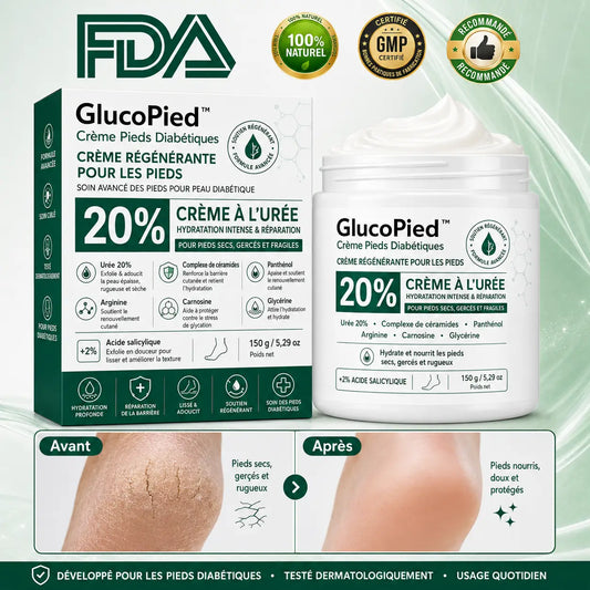 GlucoPied™ Crème Pieds Diabétiques | Répare les crevasses, protège vos pieds et soulage la douleur en 5 jours !