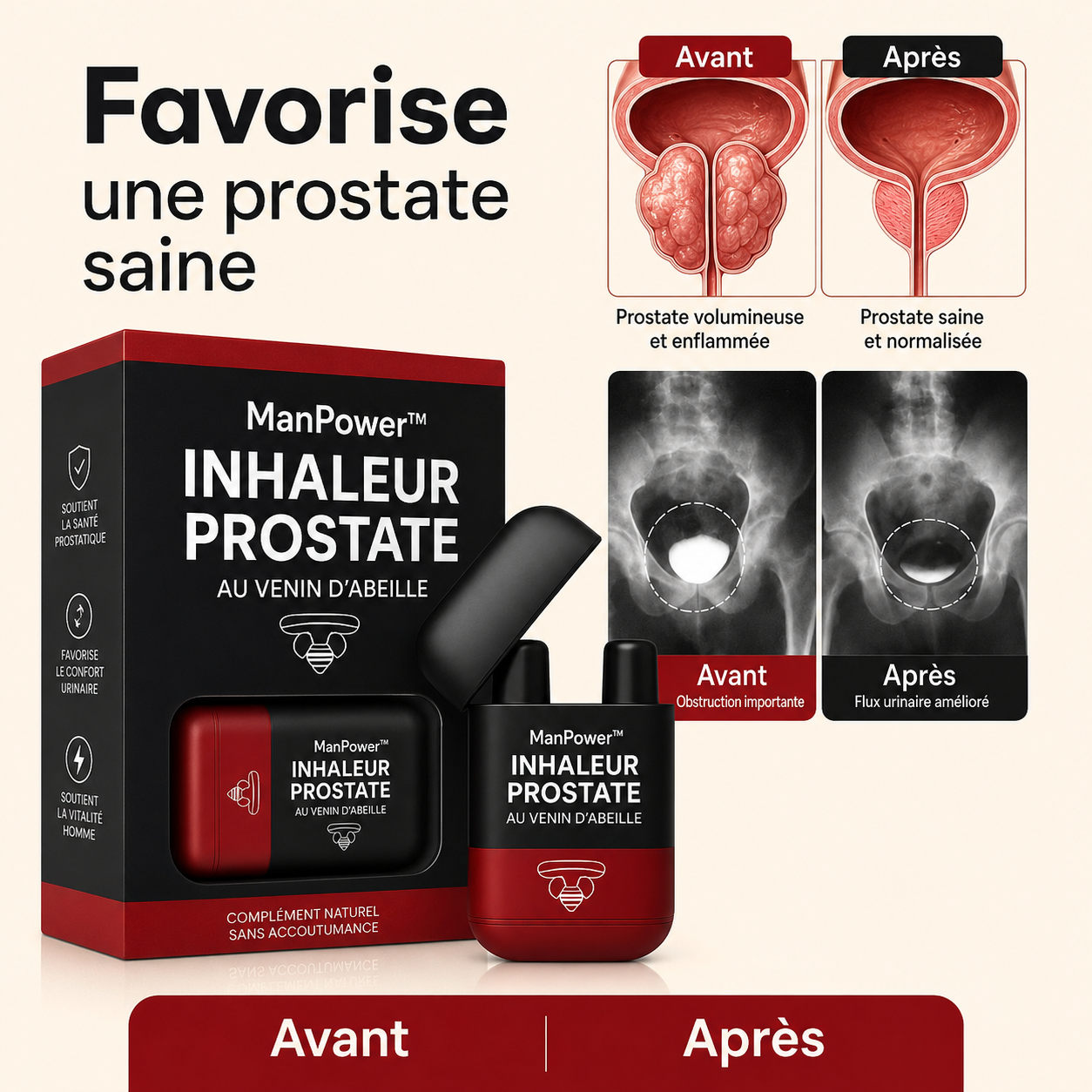 ManPower™ Inhaleur Prostate au Venin d’Abeille | Retrouvez une érection dure comme du béton en 3 minutes!