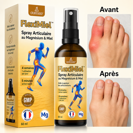FlexiMiel™ Spray Articulaire au Magnésium & Miel | Répare vos articulations douloureuses en 10 minutes !